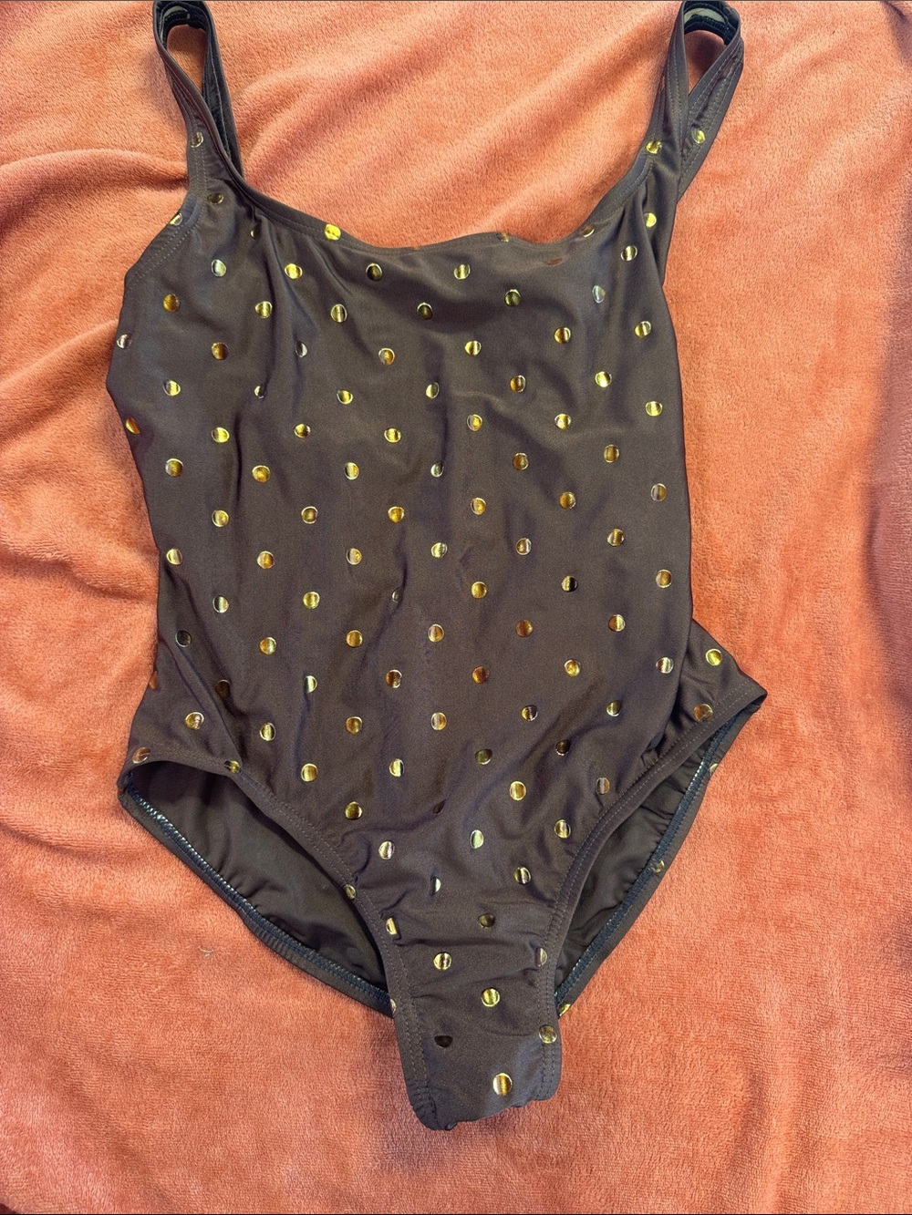 Speedo Black and gold ladies One-Piece Swimsuit / Gold Dot Details
